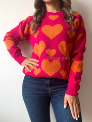 SACO CORAZONES FUCSIA NARANJA