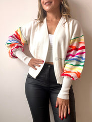 CARDIGAN CORTO ARCOIRIS MARFIL