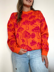 SWEATER HONGOS NARANJA FUCSIA