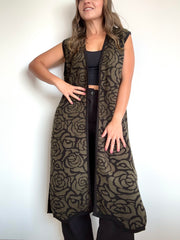 CHALECO ROSAS NEGRO VERDE