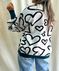 CÁRDIGAN CORAZONES BLANCO AZUL