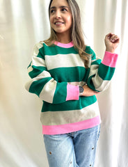 SACO LÍNEAS VERDE ROSADO