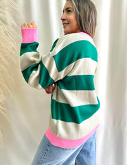 SACO LÍNEAS VERDE ROSADO