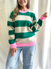 SACO LÍNEAS VERDE ROSADO