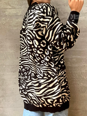 CARDIGAN BOLSILLO ANIMAL PRINT NEGRO