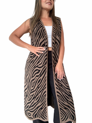 CHALECO CEBRA TAUPE NEGRO