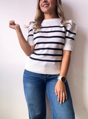 BLUSA TEJIDA RAYAS BLANCO AZUL