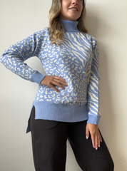 SACO ALTO ANIMAL PRINT AZUL