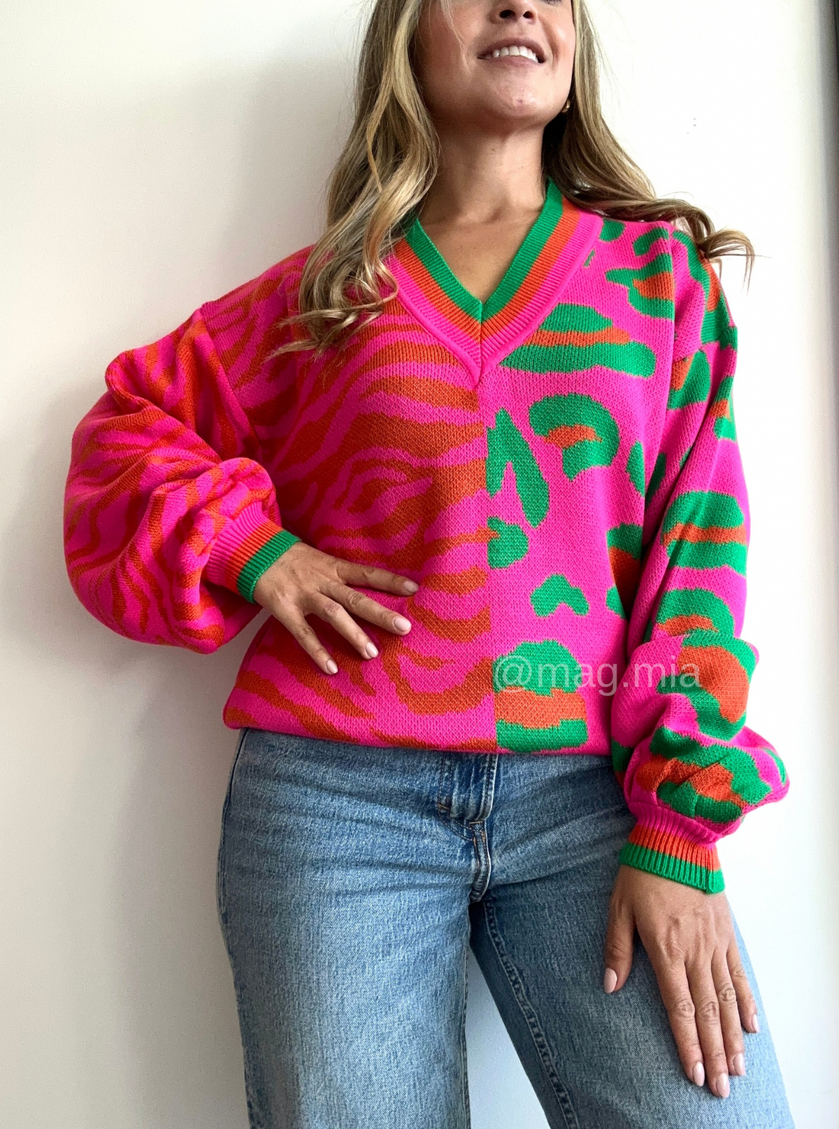 SACO BIANIMAL V FUCSIA VERDE