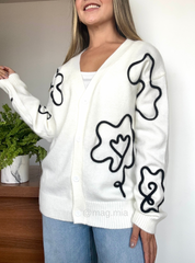 CÀRDIGAN BORDADO FLOR BLANCO