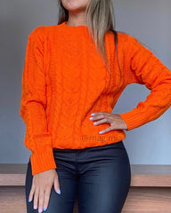 saco cuello redondo para mujer  tejido en hilo  color naranja